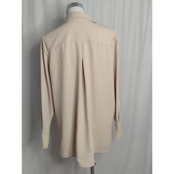 Theory blouse long sleeve hidden button up shirt Large loose tunic fit - Picture 2 of 10